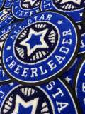 Chenille, "All-Star Cheerleader" Blue/White/Black Varsity Patch, Iron-on Applique for Jackets, Camo, Bags, Accessories, and DIY, Cheer Gift