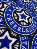 Chenille, "All-Star Cheerleader" Blue/White/Black Varsity Patch, Iron-on Applique for Jackets, Camo, Bags, Accessories, and DIY, Cheer Gift