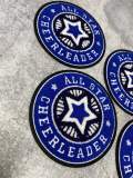 Chenille, "All-Star Cheerleader" Blue/White/Black Varsity Patch, Iron-on Applique for Jackets, Camo, Bags, Accessories, and DIY, Cheer Gift