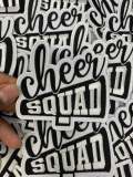 New Arrival,"Cheer Squad" Black/White, Cheerleading Patch, Iron-on Applique for Jackets, Camo, & Bags, Size 4", Cheerleader Patch
