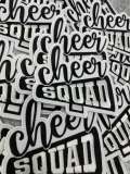 New Arrival,"Cheer Squad" Black/White, Cheerleading Patch, Iron-on Applique for Jackets, Camo, & Bags, Size 4", Cheerleader Patch