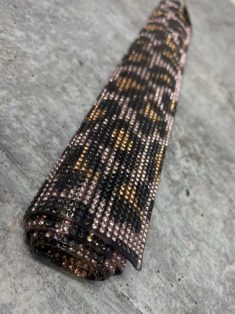 Pink w/Gold Cheetah Print,Hot-fix Rhinestone Sheet for Blinging Clothes, Shoes, Handbags, Mugs, Wine Glasses & More, 10" x 16.5" sz