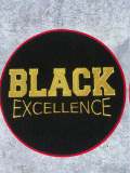 NEW, Chenille, "Black Excellence," LARGE Patch for Jackets or Hoodies, Size 10", Metallic Gold Wording, Red Border, Black History Month