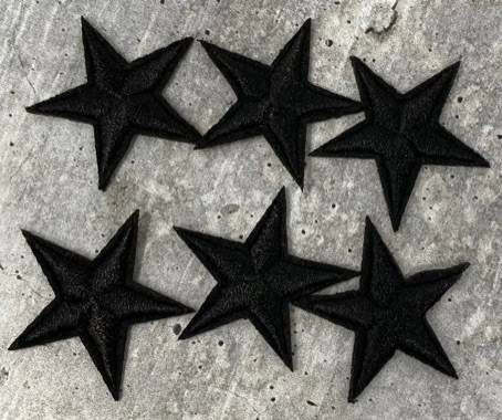 2pc/Mini BLACK Star Applique Set, Star Patch, 1" inch Small Stars, Cool Applique, Iron-on Embroidered Patch, Patches for Clothes