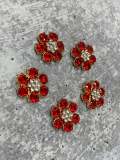 Exclusive FLATBACK, Red "Blinging Flower" Charm for Crocs; Symbolic Statement Charms for Clogs; Cute for Shoes & Cellphone Cases, 1-pc
