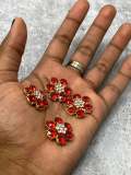 Exclusive FLATBACK, Red "Blinging Flower" Charm for Crocs; Symbolic Statement Charms for Clogs; Cute for Shoes & Cellphone Cases, 1-pc