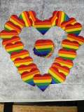 Pride Collection: 1-pc, Rainbow Heart, Sz 3.5" Embroidered Iron-on Patch/LGBTQ Patch for Jackets, Hats, Crocs, Bags, & Apparel, Pride Gifts