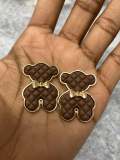 Exclusive, Chocolate "Bear" Tufted w/Gold Bow Charm, 1-pc Flatback Charm for CR O CS, Phone Cases, Sunglasses, Decor, and More! Size 2"
