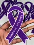 New 1-pc, Domestic Violence "Purple Chenille" Awareness Ribbon Patch, 5.5" Iron or Sew-on, Support Ribbon, Support Applique/Badge