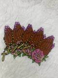 1-pc "Praying Hands" w/ Cross and Flowers, Sequins & Satin Patch, 6" Iron-on Applique, Large Back Patch, Garment Patch, DIY Projects