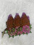 1-pc "Praying Hands" w/ Cross and Flowers, Sequins & Satin Patch, 6" Iron-on Applique, Large Back Patch, Garment Patch, DIY Projects