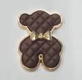 Exclusive, Chocolate "Bear" Tufted w/Gold Bow Charm, 1-pc Flatback Charm for CR O CS, Phone Cases, Sunglasses, Decor, and More! Size 2"