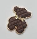 Exclusive, Chocolate "Bear" Tufted w/Gold Bow Charm, 1-pc Flatback Charm for CR O CS, Phone Cases, Sunglasses, Decor, and More! Size 2"