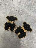 Exclusive, BLACK "Bear" Tufted w/Gold Bow Charm, 1-pc Flatback Charm for CR O CS, Phone Cases, Sunglasses, Decor, and More! Size 2"