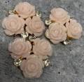 New, Light PINK Resin Triple "Open Rose Bud" w/Bling, Flatback Charm, 1-pc Charm for Crocs, Phone Cases, Sunglasses, Decor, & More! Size 2"