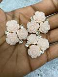 New, Light PINK Resin Triple "Open Rose Bud" w/Bling, Flatback Charm, 1-pc Charm for Crocs, Phone Cases, Sunglasses, Decor, & More! Size 2"