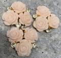New, Light PINK Resin Triple "Open Rose Bud" w/Bling, Flatback Charm, 1-pc Charm for Crocs, Phone Cases, Sunglasses, Decor, & More! Size 2"