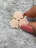 New, Light PINK Resin Triple "Open Rose Bud" w/Bling, Flatback Charm, 1-pc Charm for Crocs, Phone Cases, Sunglasses, Decor, & More! Size 2"