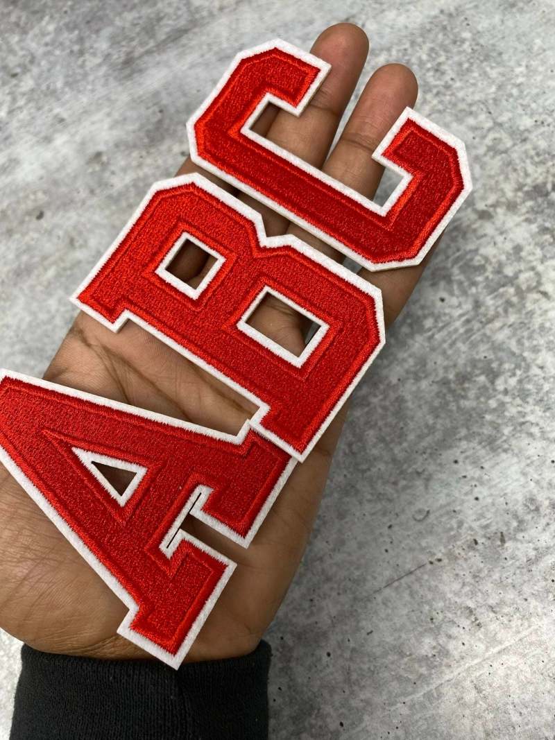 New, "RED" 3" Embroidered Letter w/ White Felt, Varsity Letter Patch, 1-pc, Iron-on Backing, Choose Your Letter, A-Z Letters, DIY Letters,