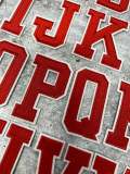 New, "RED" 3" Embroidered Letter w/ White Felt, Varsity Letter Patch, 1-pc, Iron-on Backing, Choose Your Letter, A-Z Letters, DIY Letters,