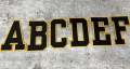 New, "Black" 3" Embroidered Letter w/GOLD Felt, Varsity Letter Patch, 1-pc, Iron-on Backing, Choose Your Letter, A-Z Letters, DIY Letters,