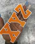 New, "ORANGE" "3" Embroidered Letter w/White Felt,Varsity Letter Patch, 1-pc, Iron-on Backing, Choose Your Letter, A-Z Letters, DIY Letters,