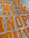 New, "ORANGE" "3" Embroidered Letter w/White Felt,Varsity Letter Patch, 1-pc, Iron-on Backing, Choose Your Letter, A-Z Letters, DIY Letters,