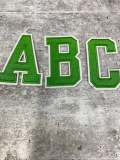 New,"GREEN/White" 3" Embroidered Letter w/Felt, Varsity Letter Patch, 1-pc, Iron-on Backing, Choose Your Letter, A-Z Letters, DIY Letters,
