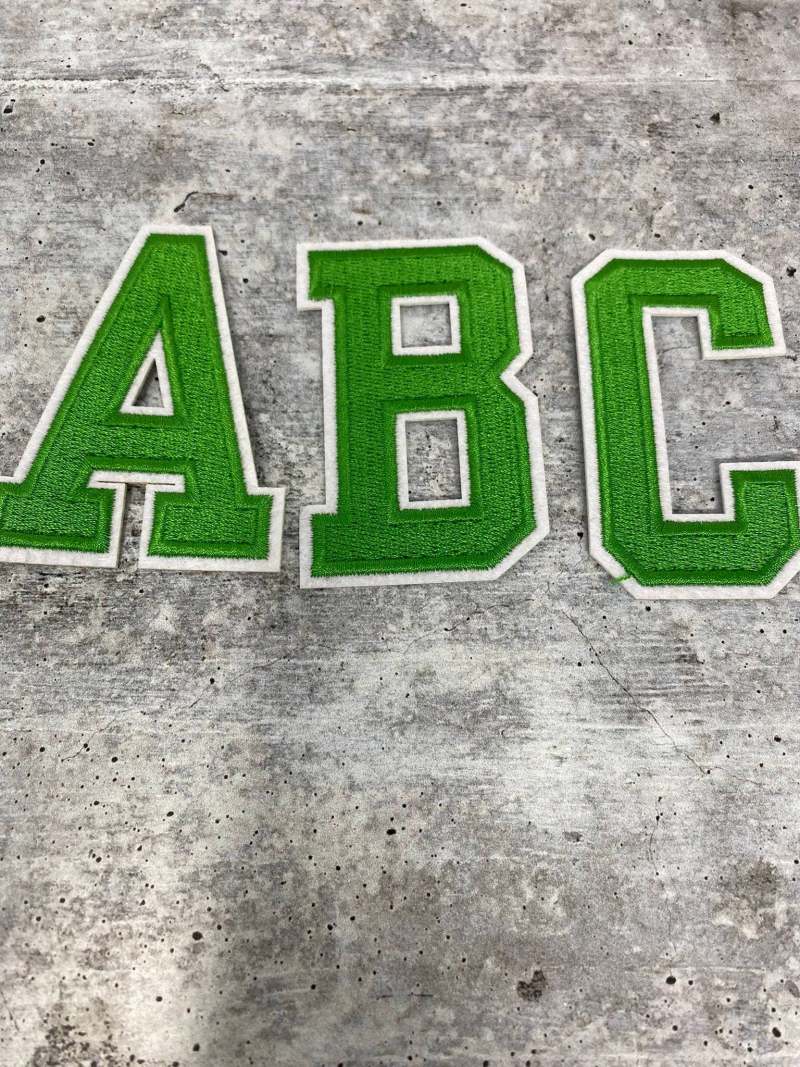 New,"GREEN/White" 3" Embroidered Letter w/Felt, Varsity Letter Patch, 1-pc, Iron-on Backing, Choose Your Letter, A-Z Letters, DIY Letters,