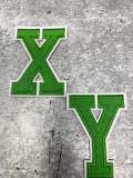 New,"GREEN/White" 3" Embroidered Letter w/Felt, Varsity Letter Patch, 1-pc, Iron-on Backing, Choose Your Letter, A-Z Letters, DIY Letters,