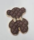 Exclusive, Chocolate "Bear" Tufted w/Gold Bow Charm, 1-pc Flatback Charm for CR O CS, Phone Cases, Sunglasses, Decor, and More! Size 2"