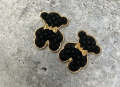 Exclusive, BLACK "Bear" Tufted w/Gold Bow Charm, 1-pc Flatback Charm for CR O CS, Phone Cases, Sunglasses, Decor, and More! Size 2"