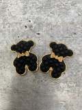 Exclusive, BLACK "Bear" Tufted w/Gold Bow Charm, 1-pc Flatback Charm for CR O CS, Phone Cases, Sunglasses, Decor, and More! Size 2"