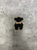 Exclusive, BLACK "Bear" Tufted w/Gold Bow Charm, 1-pc Flatback Charm for CR O CS, Phone Cases, Sunglasses, Decor, and More! Size 2"