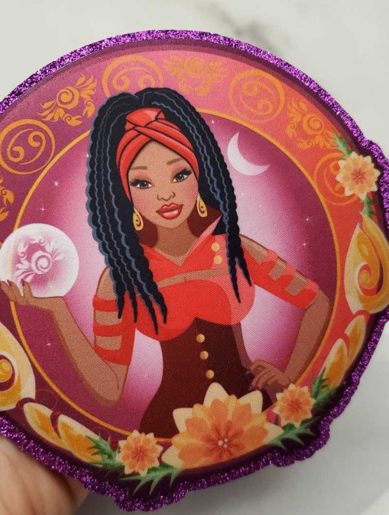 Exclusive, Melanated "Cancer" w/PURPLE Glitter, Vibrant, Iron-On Patch|Astrology Applique|Cool Patch|DIY Patch for Denim & Accessories,1-pc