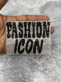 NEW, Blinged Out "Fashion Icon" Rhinestone Patch with Adhesive, Rhinestone Applique, Size 5"x2.5", Czech Rhinestones, DIY Applique