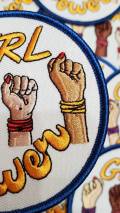 Exclusive: "Girl Power Fist" Female Empowerment Patch, Feminist Fist Patch, All Skintones Colorful Iron-on Patch; DIY Patch, Size 3", 1-pc