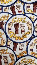 Exclusive: "Girl Power Fist" Female Empowerment Patch, Feminist Fist Patch, All Skintones Colorful Iron-on Patch; DIY Patch, Size 3", 1-pc