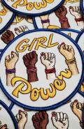 Exclusive: "Girl Power Fist" Female Empowerment Patch, Feminist Fist Patch, All Skintones Colorful Iron-on Patch; DIY Patch, Size 3", 1-pc
