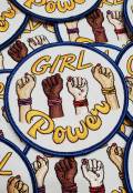 Exclusive: "Girl Power Fist" Female Empowerment Patch, Feminist Fist Patch, All Skintones Colorful Iron-on Patch; DIY Patch, Size 3", 1-pc