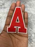 New, "RED" 3" Embroidered Letter w/ White Felt, Varsity Letter Patch, 1-pc, Iron-on Backing, Choose Your Letter, A-Z Letters, DIY Letters,