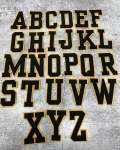 New, "Black" 3" Embroidered Letter w/GOLD Felt, Varsity Letter Patch, 1-pc, Iron-on Backing, Choose Your Letter, A-Z Letters, DIY Letters,