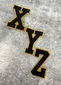 New, "Black" 3" Embroidered Letter w/GOLD Felt, Varsity Letter Patch, 1-pc, Iron-on Backing, Choose Your Letter, A-Z Letters, DIY Letters,