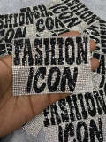 NEW, Blinged Out "Fashion Icon" Rhinestone Patch with Adhesive, Rhinestone Applique, Size 5"x2.5", Czech Rhinestones, DIY Applique