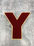 Large 6" Varsity Letter, BURGUNDY/BEIGE,Chenille & w/Felt Letters, 1-pc, Choose Your Letter, A to Z Patch, Iron-on or Sew