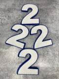 Numbers: 6" Large "White/Blue" Varsity Patches, Chenille w/Felt Letters, 1-pc, Choose Your Letter, 0 to 9 Patch, Iron-on, Jacket Patch