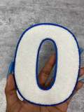 Numbers: 6" Large "White/Blue" Varsity Patches, Chenille w/Felt Letters, 1-pc, Choose Your Letter, 0 to 9 Patch, Iron-on, Jacket Patch