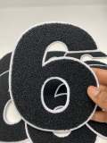 Numbers: 6" Large "White/Black" Varsity Patches, Chenille w/Felt Letters, 1-pc, Choose Your Letter, 0 to 9 Patch, Iron-on, Jacket Patch