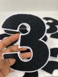 Numbers: 6" Large "White/Black" Varsity Patches, Chenille w/Felt Letters, 1-pc, Choose Your Letter, 0 to 9 Patch, Iron-on, Jacket Patch