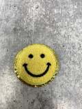 New: Yellow, Chenille "Smile Patch" w/ Gold Glitter, Size 2.5", Smiley Face Patch with Iron-on Backing, Fuzzy Happy Face Applique, Fun Patch